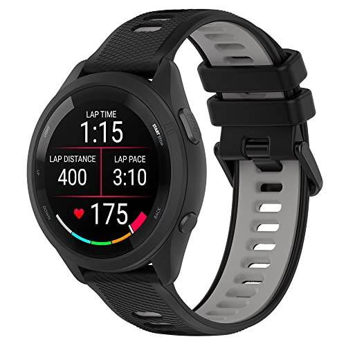 FiiMoo 22 mm armband för Garmin Venu 3/Venu 2/Garmin Forerunner 265/Forerunner 255/255 Music/Forerunner 965, silikonersättningsarmband, justerbart band för Garmin Vivoactive 4-svart + grå