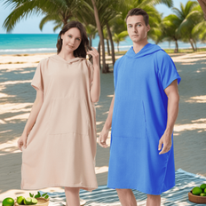 1 st surfstrandponcho våtdräkt bytehandduk badrock med huva för surfing simning vuxna män kvinnor - en storlek passar alla - Multifärgad (Taro lila-110*85cm,Elegant grå-110*85cm,Lotusrotstärkelse-110*85cm,Kungsblå-110*85cm)