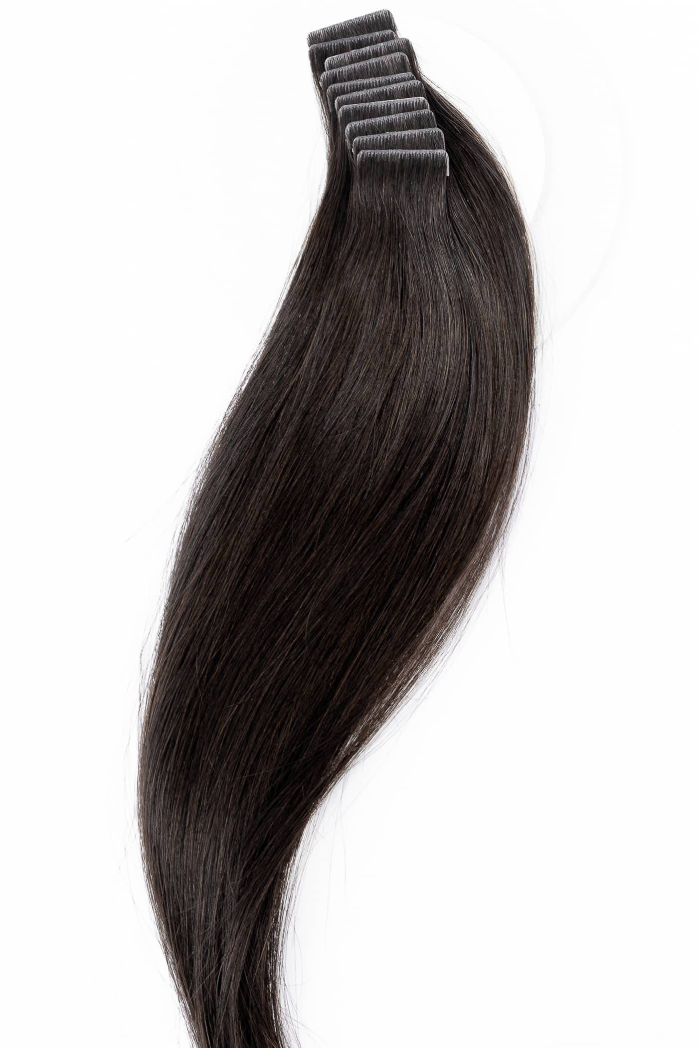 Hårförlängning Tejp Natursvart #1B – 10 bitar Äkta Remy Hår 40 cm / 16 inches
