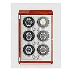 Watch Winder för 6 klockor Piano Paint Anti-Magnetisk Ultra-tyst Watch Shaker med vertikalt lindning induktion LED-ljus Atmosphere