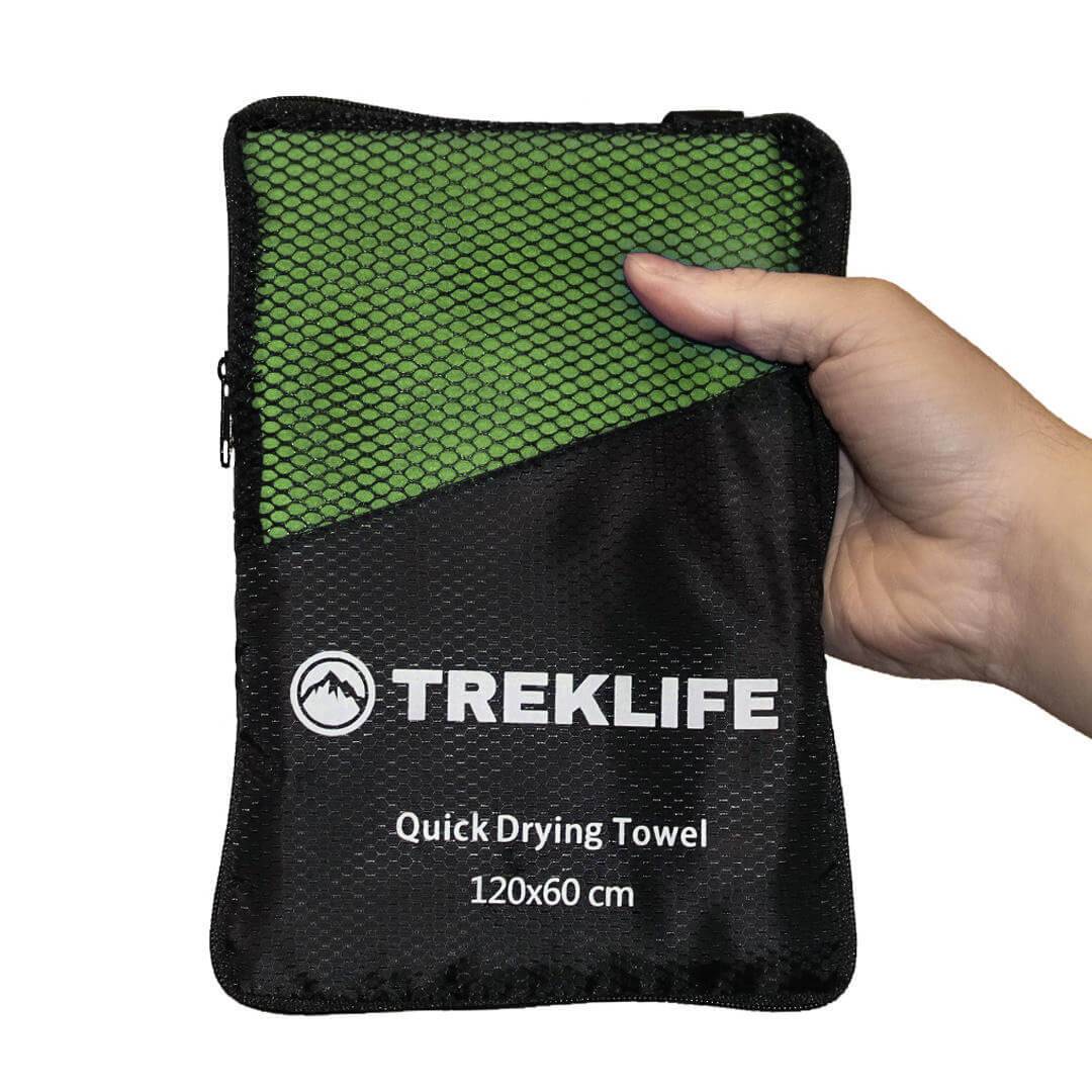 Hurtigtørrende microfiber håndklæde - 120x60 cm - Treklife - Lysegrøn.