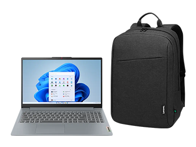 Lenovo IdeaPad Slim 3i 15 i3-8GB-128GB + Backpack 13. Gen Intel® Core i3-1315U-processor E-cores op til 3,30 GHz P-cores op til 4,50 GHz, Windows 11 Home in S mode 64, 128 GB UFS 3.1