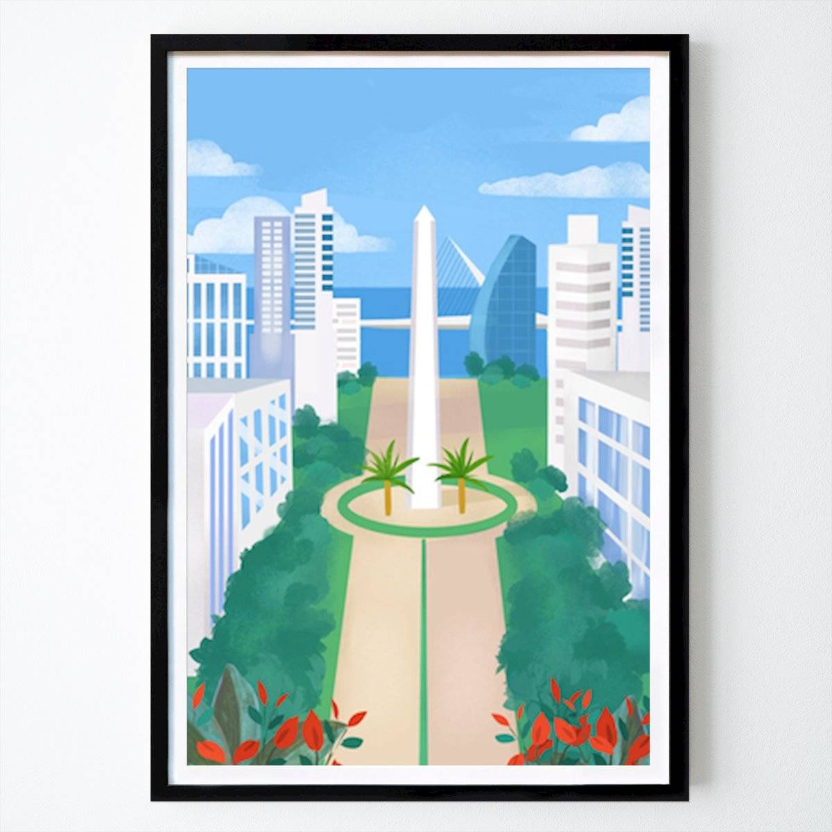 Platser & Städer Poster: Urban Oasis: En modern stadsbild med ikonisk obelisk av Petra Lizde