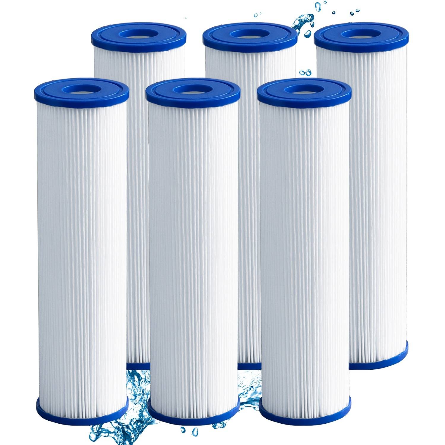 6pcs Water Purifier Cartridges, 20 Microns, 10" X 2.5", Made Of Pet+pe Material, Suitable For Replacement In Refrigerated Ice Water Dispensers And Ice Bath Coolers