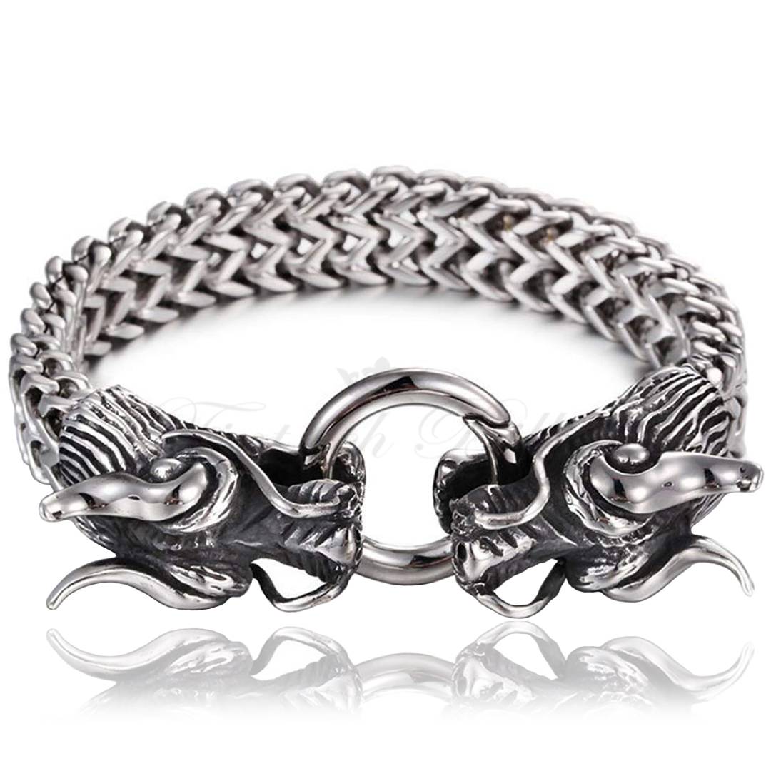 Armband Nidhögg Dragonhead - Massiv Viking Pansarlänk