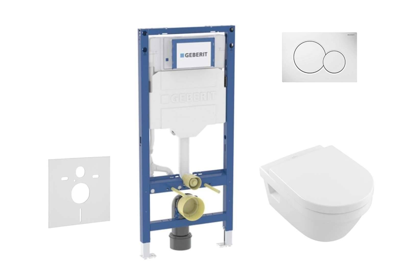 Geberit Duofix - Set för väggmontage, Architectura toalett och mjukstängande sits, Sigma01-knapp, alpinvit SANI11CK3100