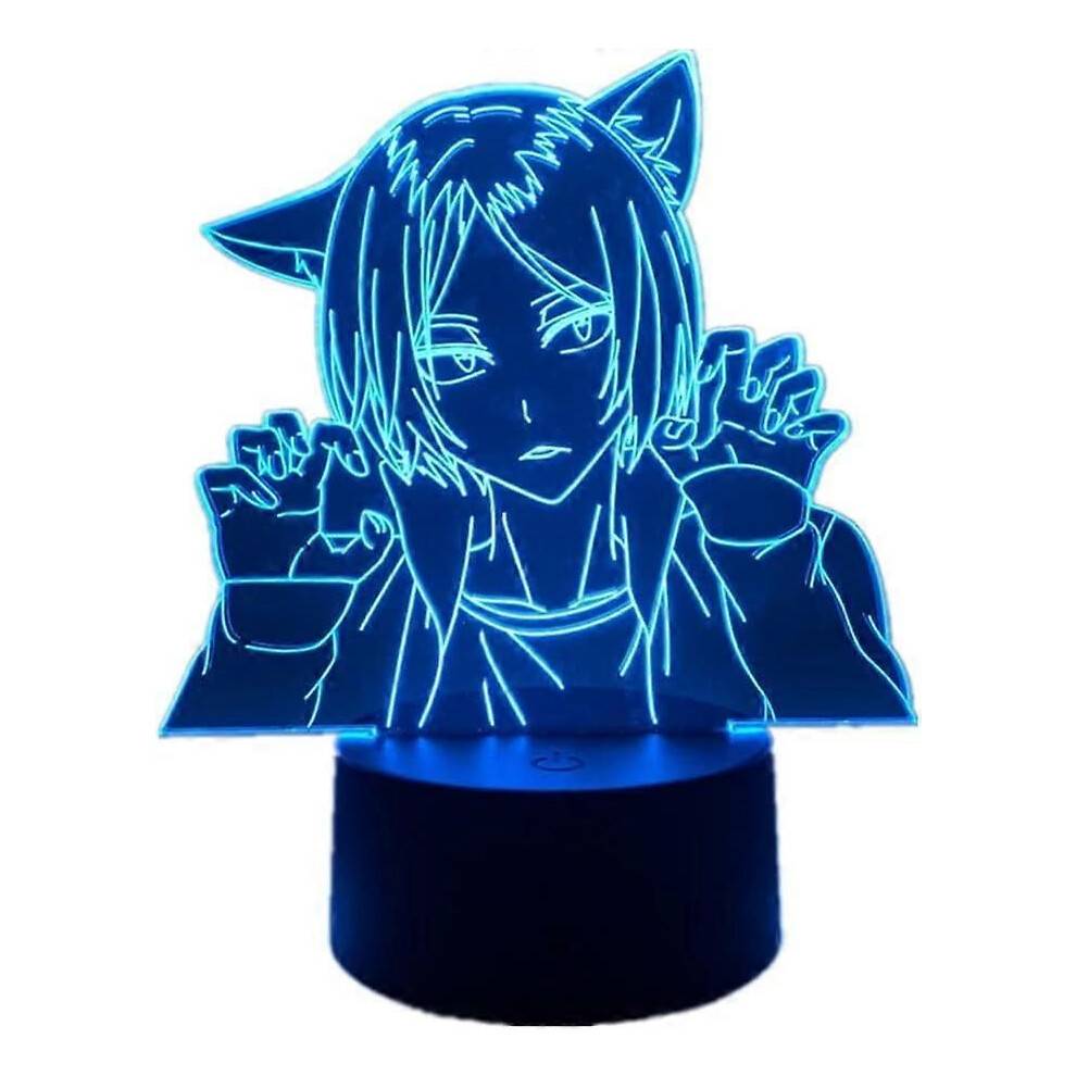Akryl Anime Lamp Kenma Kozume Figur Cool 3D Led Illusion Nattljus för barnrum Dekor 16 C