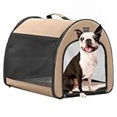 Petsfit Hundbur, transportlåda, bil, vikbar, hundtransportbur, tyg för stora, medelstora små hundar (M:65 cm x 49 cm x 50 cm, kaki)