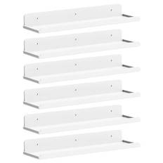 Lifewit Flytande Hyllor för Vägg, 6-pack Vit Akrylhylla 15" Inredning för Bokhylla/Vinylskiva Display/Fotografier/Bilder i Sovrummet, Vardagsrummet, Badrummet, Köksförvaring och Organisering.