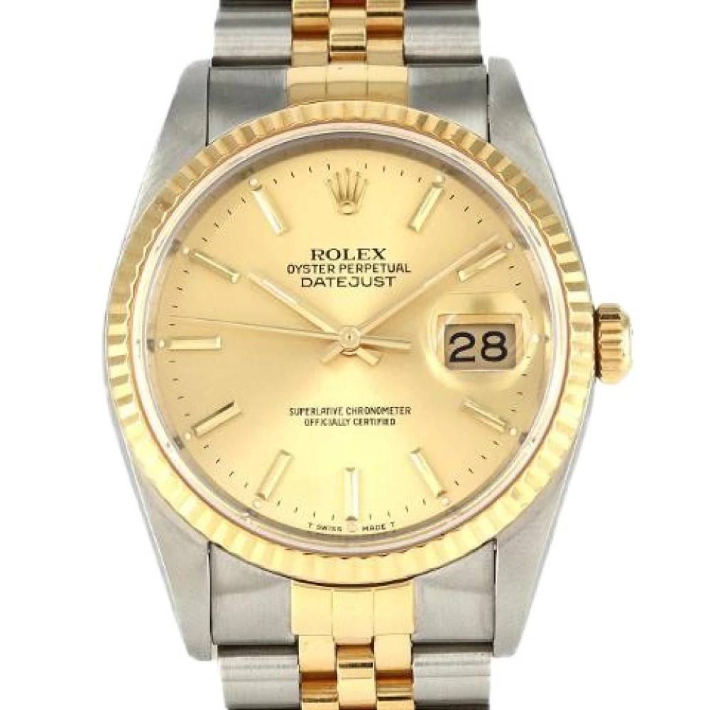 Rolex Vintage - Pre-owned Datejust 16233 Rostfritt stål x Gult guld Automatisk Vintage - Herr - ONE Size -