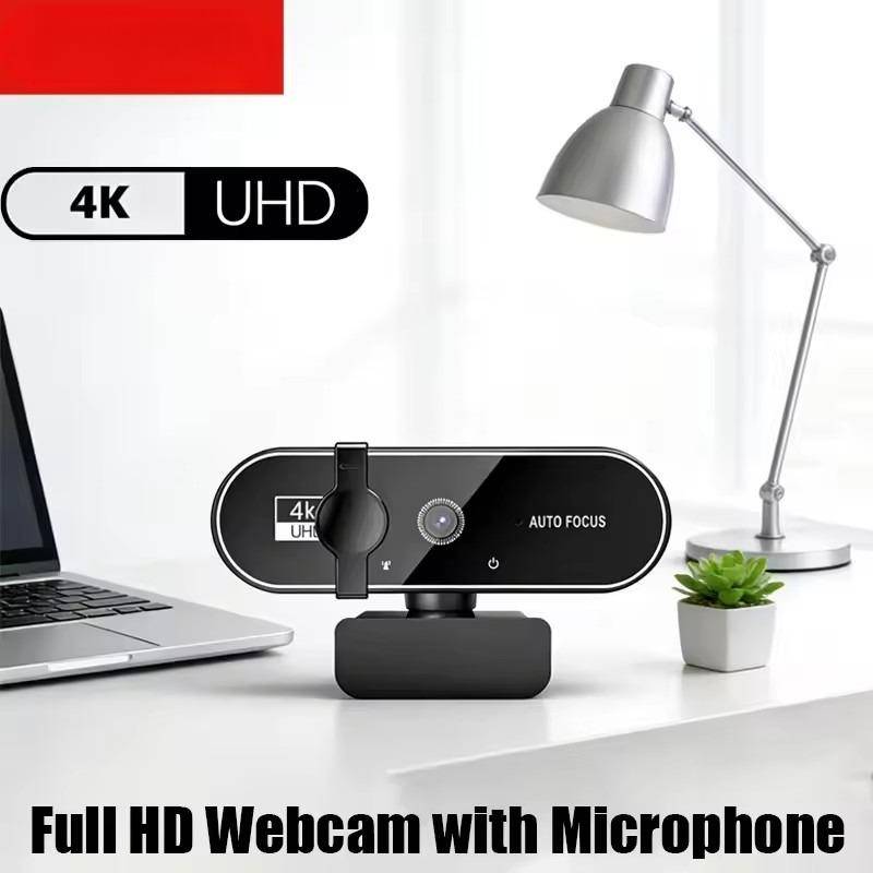 4K Streaming Webbkamera 2K Autofokus Full HD USB Webbkamera 1080P 60FPS med Mikrofon PC Laptop Videokamera Het svart