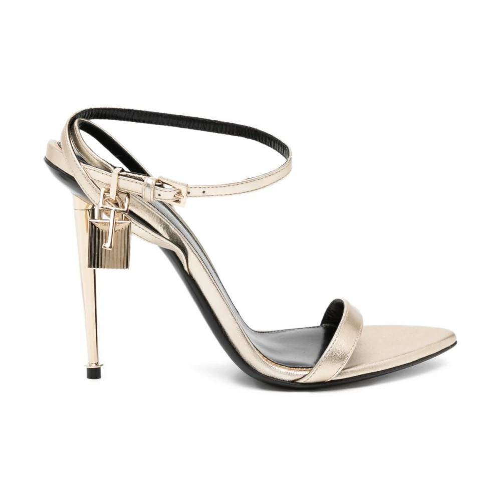 Tom Ford - Laminated Nappa Padlock Pointy Naked Sandal Skor - Dam - 39 1/2 EU - Läder