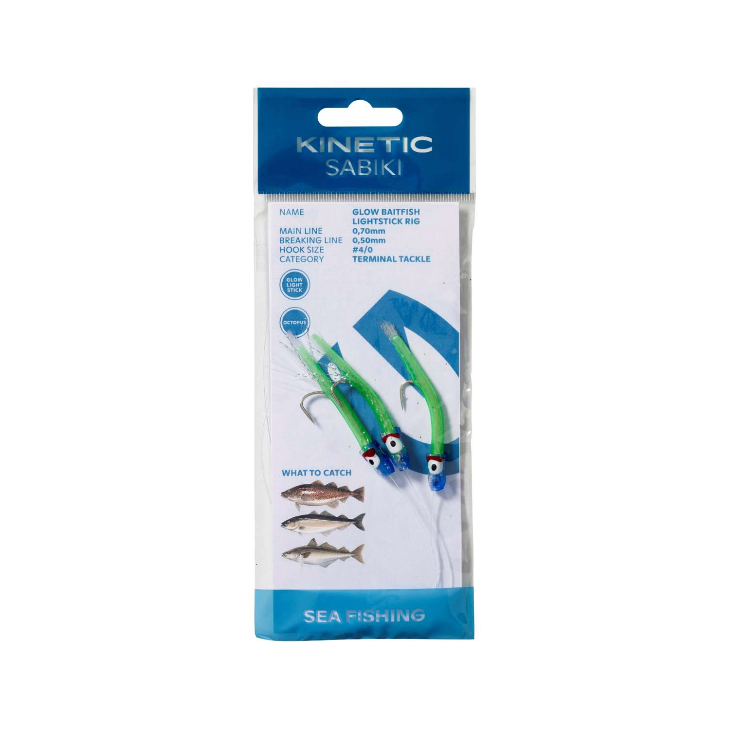 Kinetic Sabiki Glow Baitfish Lightstick #4/0 Green/Blue.