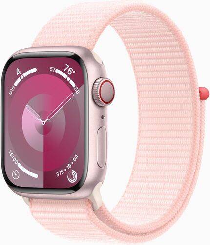 Apple Watch Series 9 aluminium 41 mm (2023) | GPS + Cellular | Rosé | Sport Loop Ljusrosa