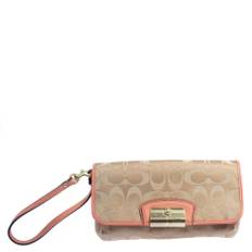 Coach Pre-owned, Vintage , Dame, Beige, ONE SIZE, Tyl, Pre-owned Canvas clutches