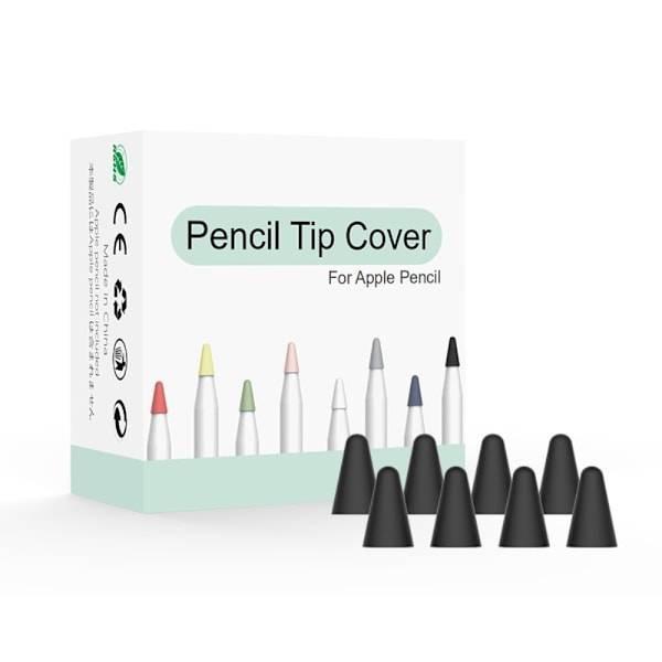 8-PACK Apple Pencil 1/2/Pro Spetsskydd / Tip Cover Svart