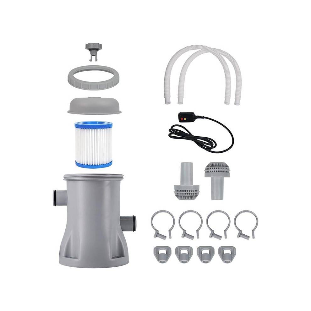 Poolrengörare Cirkulationsfilterpump 330 GPH Filter Swimming Pool Filterpump för Luftade Poolpumpar UK-Kontakt