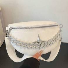 Fashion Women's Large Capacity Rhinestone Decorated Waist Bag - White