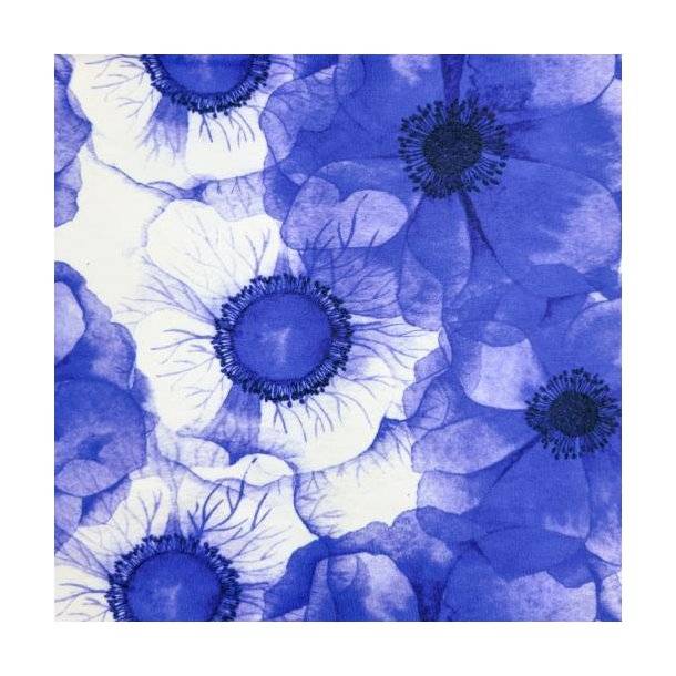 Heavy viscose jersey, Flowers Blue