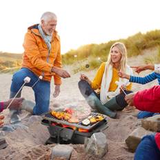Kulgrill Bærbar Støbejernsgrill BBQ Mini Grill Bordgrill til Picnic 40x27x18cm Sort