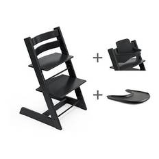 STOKKE® Mega Set Tripp Trapp® schwarz + Babyset² schwarz + Tray Tisch schwarz