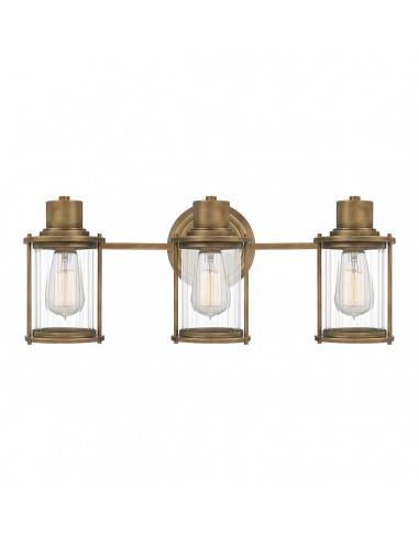 RIGGS Badeværelselampe i stål og glas B56 cm 3 x E27 - Antik messing/Klar
