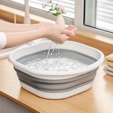 TEMU Collapsible Space-saving Sink Basin - Plastic, Portable Folding Washbasin For Home, Dorm, Camping - Modern Oval Design, , Easy To Store & Clean, Portable Washer