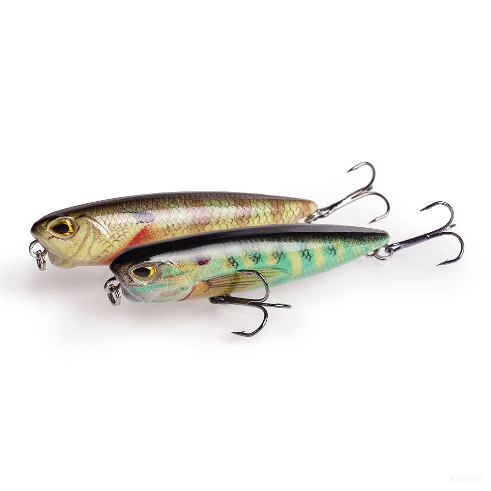 Hanlin Popper 6.5cm/2.56in/5.5g Topwater Baits Walk The Dog Rattle Wobble Fishing Lures Floating Hard Plastic Bass Tackle