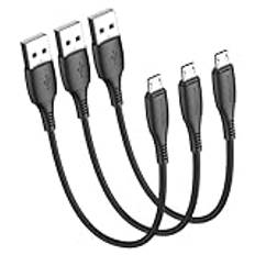 HOTNOW Micro USB-kabel 1 fot 12 tum korta sladdar, [3-pack, 1FT] Android-laddare hållbar kort kabel snabbladdningskabel för Samsung Galaxy S7 S6 S7 Edge S5, Note 5, PS4, Power Bank och mer