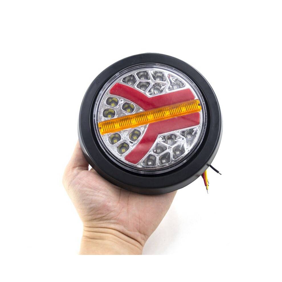 2Pcs 12V 24V LED Round Car Rear Tail Light Brake Stop Side Turn Warning Indicator Lamp Truck Trailer ATV RV Bus