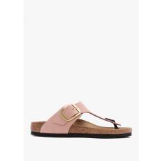 Womens Gizeh Big Buckle Leather Toe Post Sandals In Soft Pink