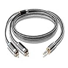 DREEK Hifi 3,5 mm kabel Silverpläterad OCC 3,5 Y Splitter Stereo Ljudkabel for Anslut Telefon MP3 PC Till Förstärkarhögtalare(3.5 Meters)