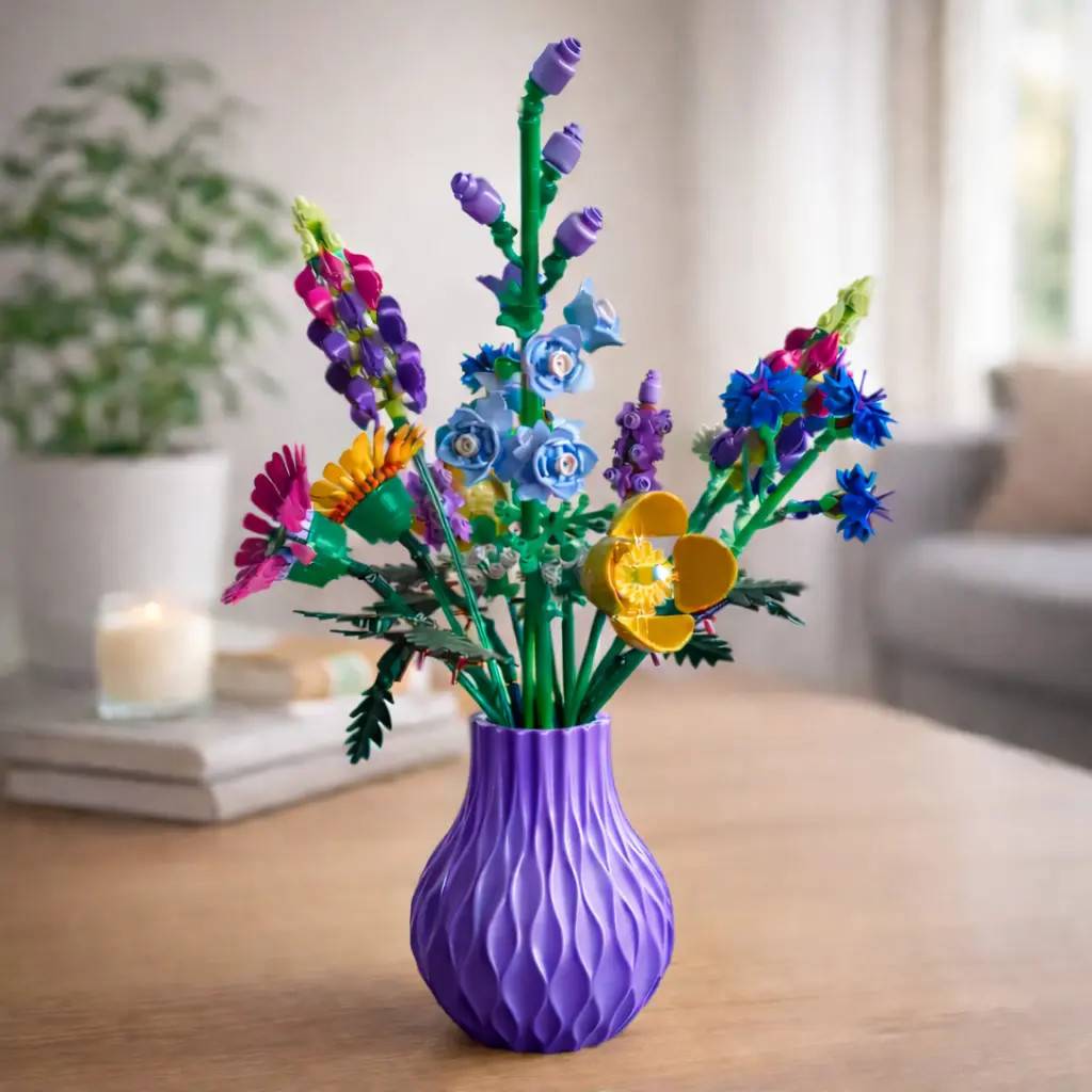 Vase til LEGO blomster / Kunstige blomster – Bølge Design – 20 cm - Valgfri farve