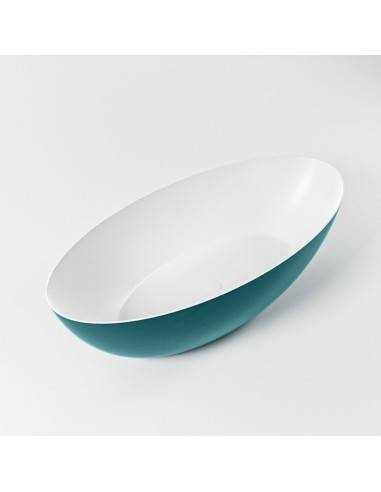 FLOAT fritstående badekar 170 x 80 cm Solid surface - Talkum/Petrolium