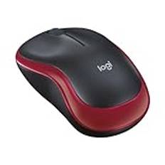 Logitech M185 trådlös mus, 2,4 GHz med USB Mini-receiver, 12 månaders batteritid, 1000 DPI optisk spårning, ambidextrous PC/Mac/bärbar dator - röd
