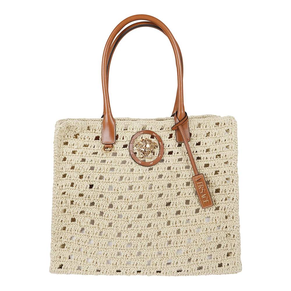 Versace La Medusa Large Canvas Tote - Tasker - Dame - Beige - ONE SIZE - Bomuld