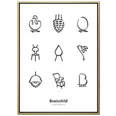Brainchild – Lærredsprint – Linoleumstryk – Hvid
