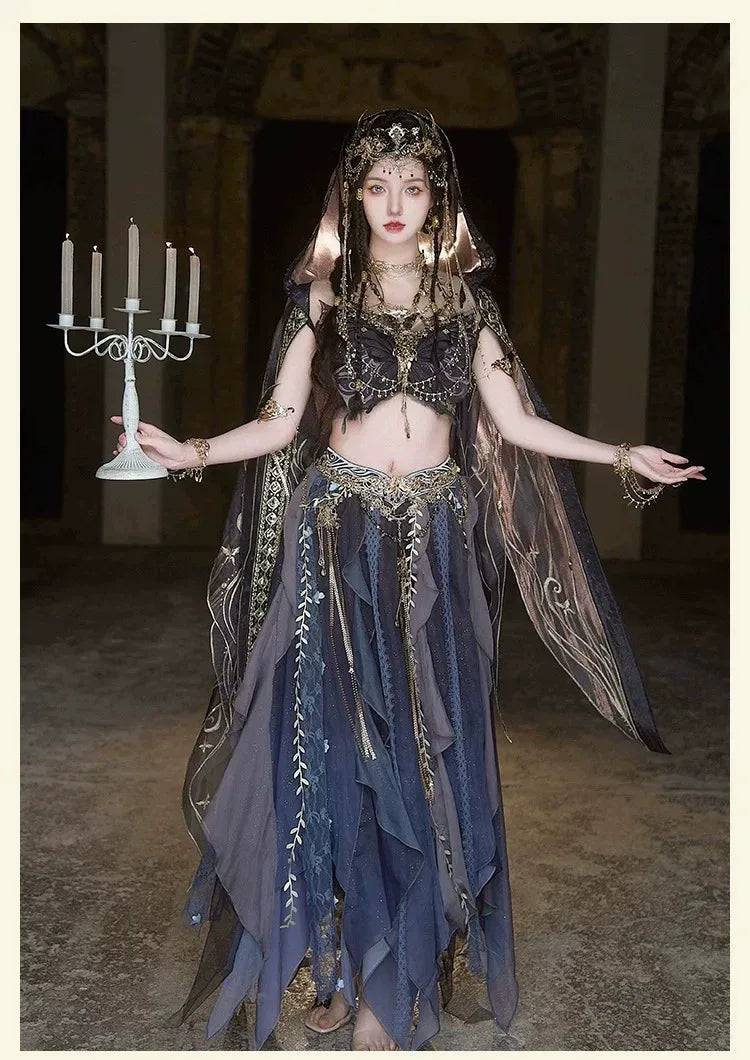 Butterfly Hanfu-Inspired Fantasy Costume Set – 6 Colors - Black complete set – $157 / S (S)