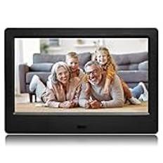 PiPivision 7-tums digital bildram, anslut USB eller SD elektronisk fotoram, HD-skärm med fjärrkontroll, video- och musikstöd, bildspel, väggmonterbar, för seniorer