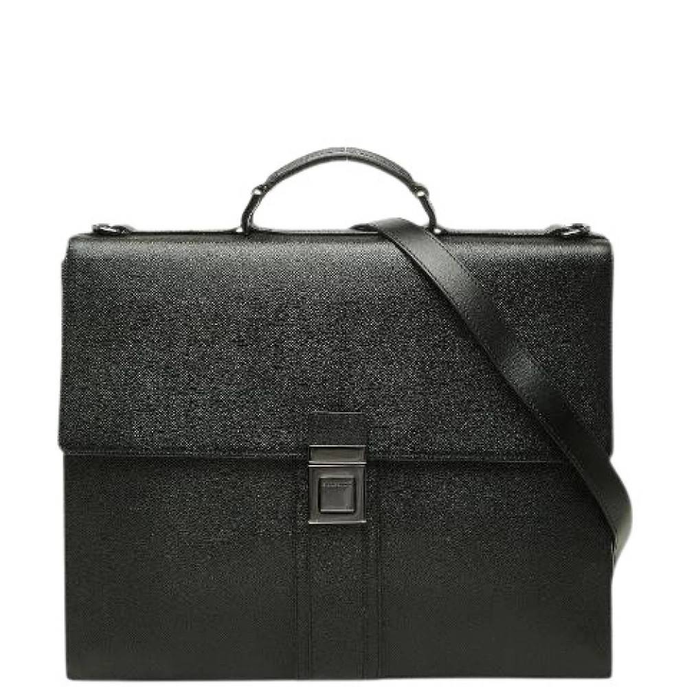 Burberry Vintage Pre-owned Læder 2-vejs Business Taske - Vintage - Herre - Sort - ONE SIZE - Læder