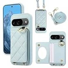 Altartar Läder mobiltelefonskal för Google Pixel 7 A, fodral med kortfack, fodral med spegel, smink, skyddsfodral med ringhållare, läder, plånbok, mobiltelefonkedja, fodral, vikbart fodral för Pixel 7