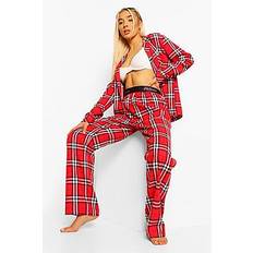 Woman Tape Flannel Pyjamas Trouser Set - red - 40