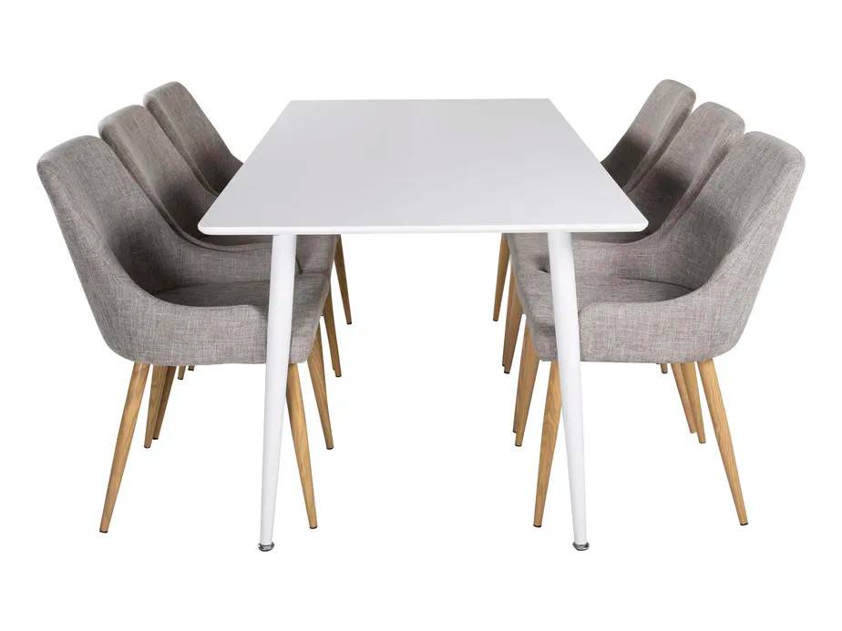 Venture Design Polar & Plaza matgrupp Vit/grå 6 st stolar & bord 180 x 90 cm