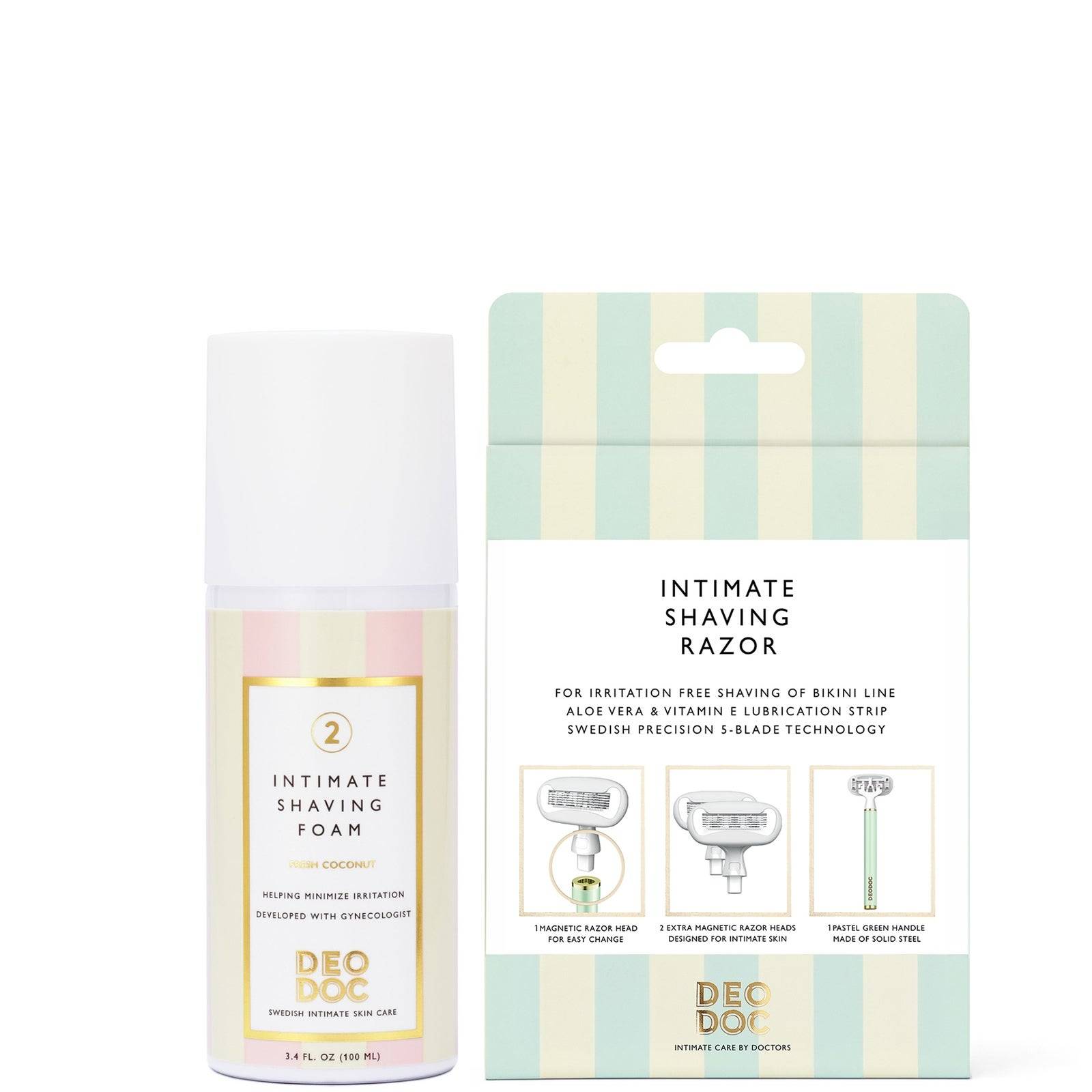 DeoDoc Razor Green + DeoDoc shaving foam Fresh Coconut