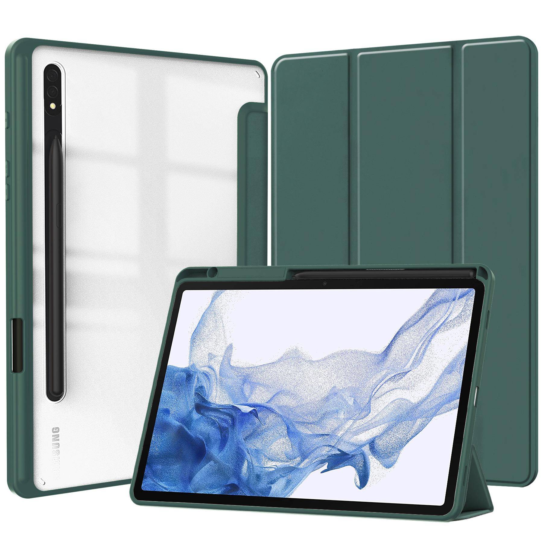 For Samsung Galaxy Tab S10 S9 Plus 12.4 inch Case Acylic Transparent Back Tablet Cover For Tab S9 11  12.4  Pencil Holder Funda svart