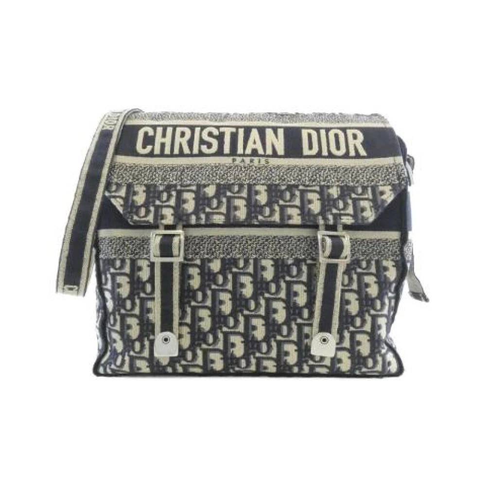 Dior Vintage Pre-owned Oblique Camp Skuldertaske - Vintage - Dame - Blå - ONE SIZE - Uld
