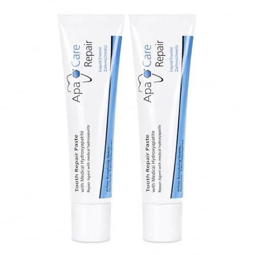 ApaCare Repair 2 rör | Intensiv reparation av emaljuppbyggnad och mot mikrosprickor och begynnande karies | Tandvård med hydroxylapatit | För känsliga tänder | 2 x 30 ml