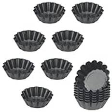 MUNGHOK 14 stycken 6,5 cm mini tarteform, Quichform liten av kolstål, tartelettformar non-stick tarteform muffinsform rund paj form tårtformar för mini tårta