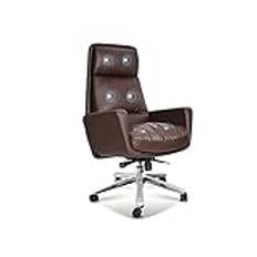 Executive Office Chair Skrivbordsstolar, Computer Gaming Chair, Ergonomic Boss Chair med fotpall, 7-punkts massage kohudsstol, brun Warm as ever