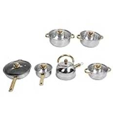 12st Set med Grytor och Kastruller, Induktionsset med Kokkärl i Rostfritt Stål med Avtagbart Handtag, Diskmaskinssäker Non-stick Matlagningsset med Stekpanna, Kastruller, Kokkärl